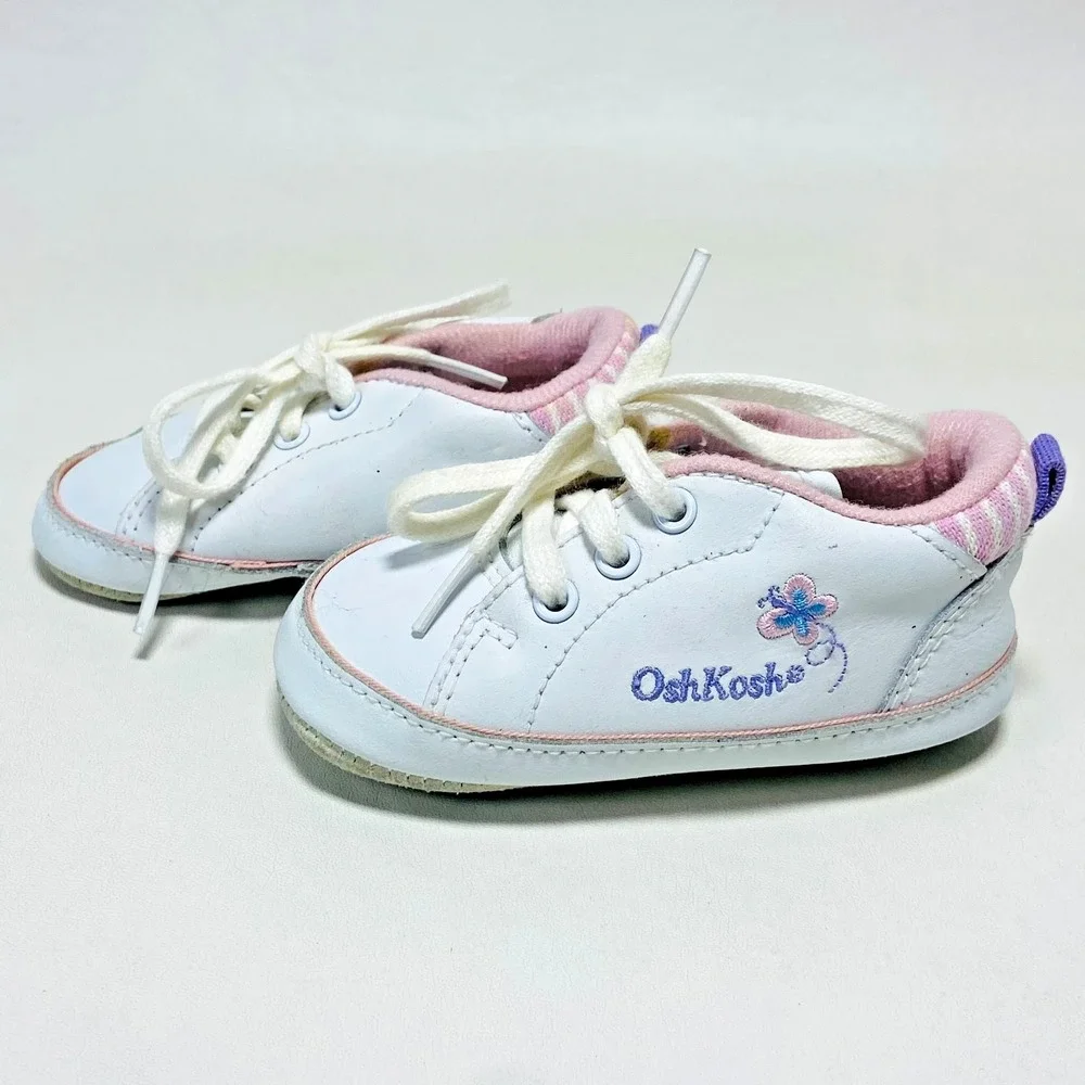 VTG Oshkosh B'gosh Baby Butterfly Crib Shoes Sz 0 Girls Sneakers Newborn 80s 90s